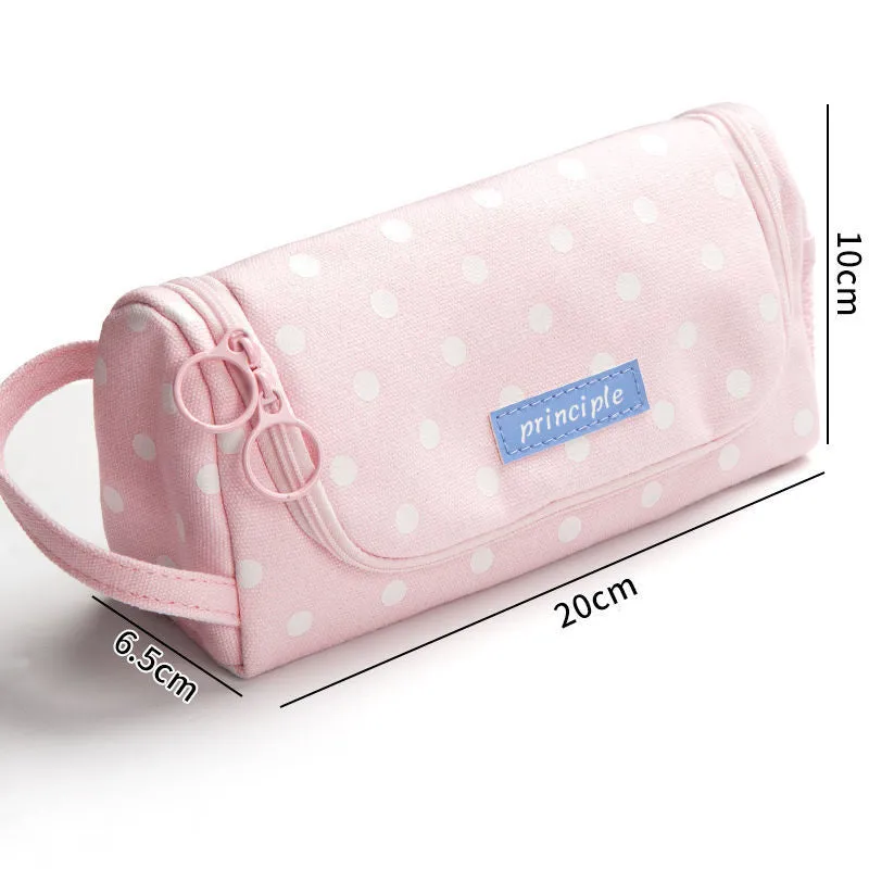 Canvas pencil case in Upgrade Plus size with cute pattern, large capacity for school stationery