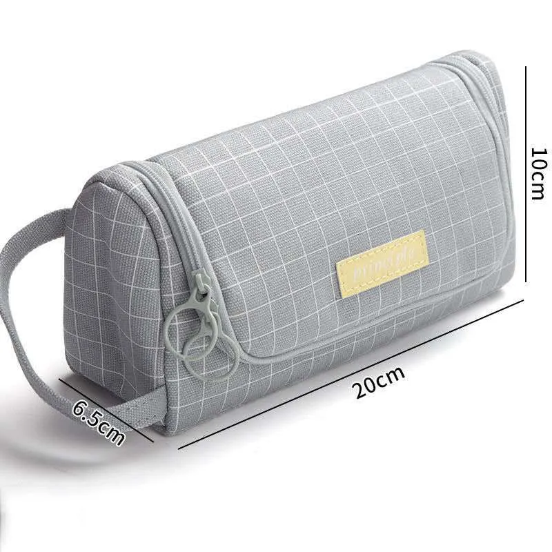Canvas pencil case in Upgrade Plus size with cute pattern, large capacity for school stationery