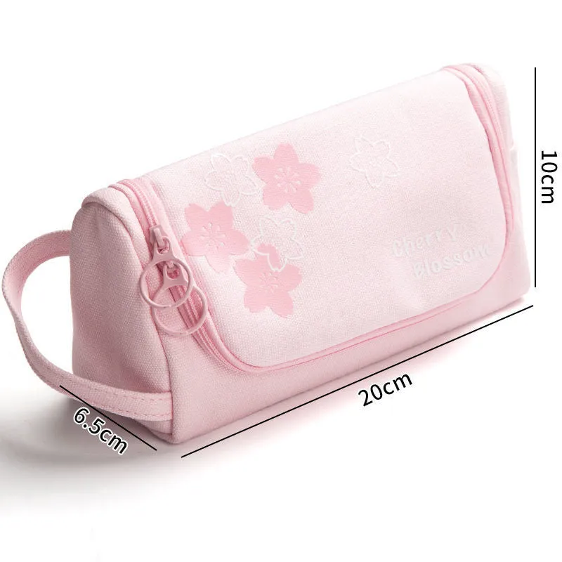 Canvas pencil case in Upgrade Plus size with cute pattern, large capacity for school stationery