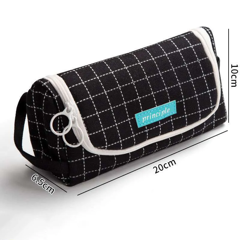 Canvas pencil case in Upgrade Plus size with cute pattern, large capacity for school stationery