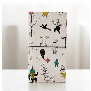 Japanese-style hand-painted notebook with Korean cartoon animal illustrations in seven design variations