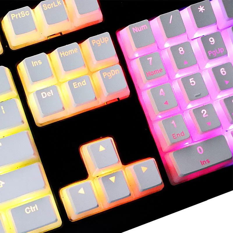 White pudding PBT mechanical keyboard keycap set showing 141 keys with dye-sublimated legends