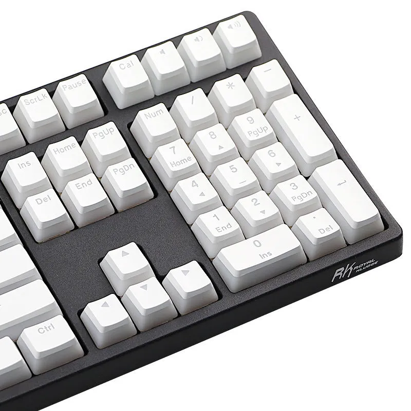 White pudding PBT mechanical keyboard keycap set showing 141 keys with dye-sublimated legends