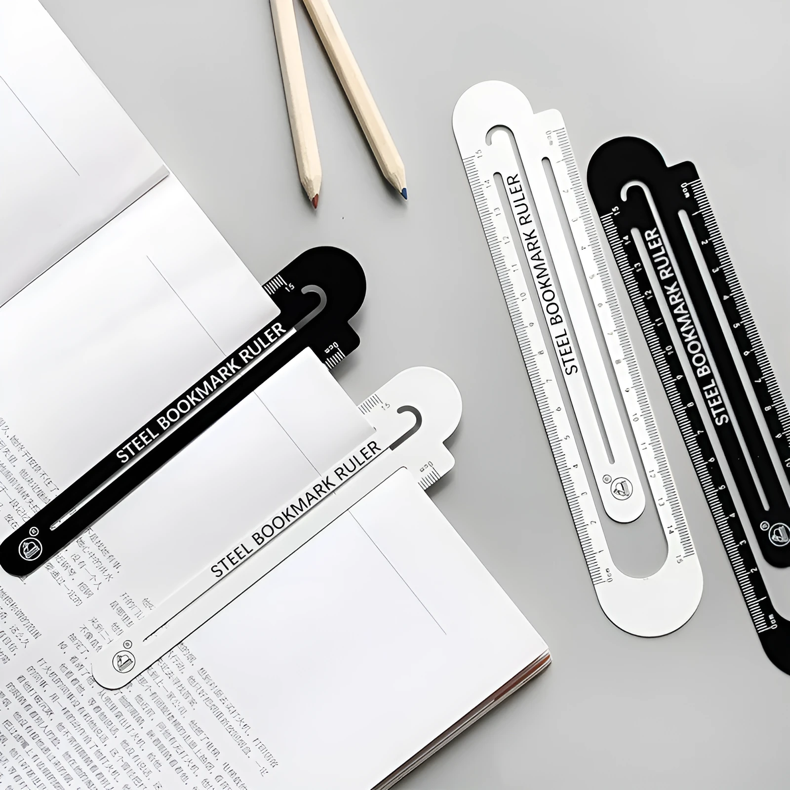 Black and white two-sided metal ruler showing 12 cm length scale.