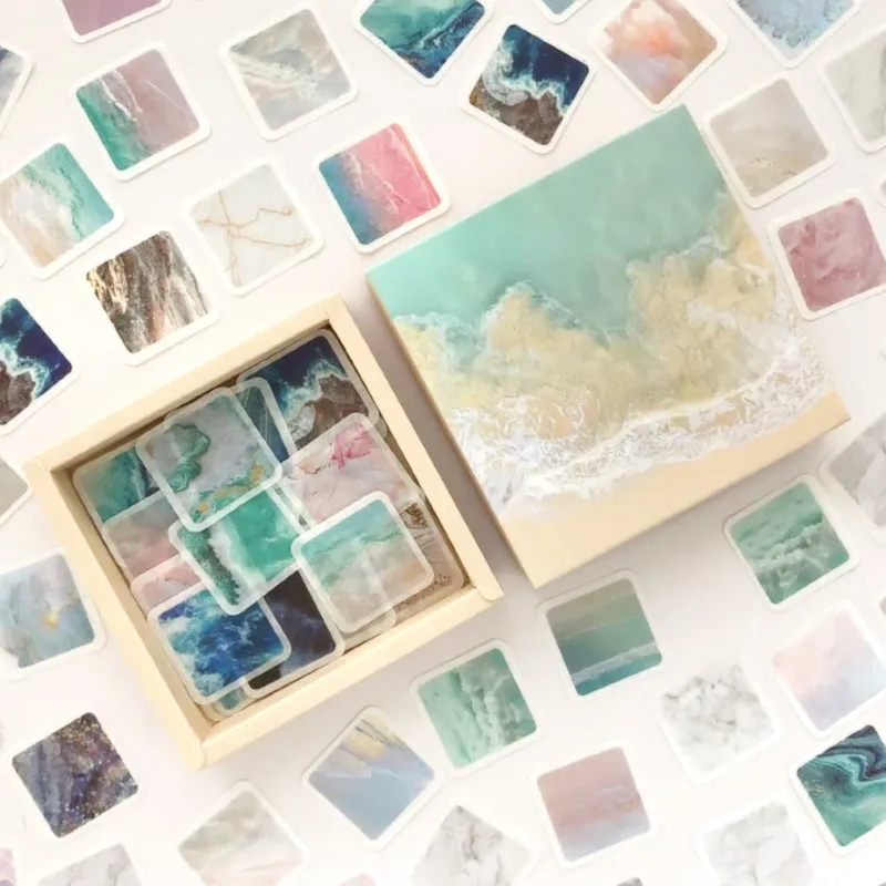 200-piece Japanese washi paper sticker box set with seven design themes for diary decoration
