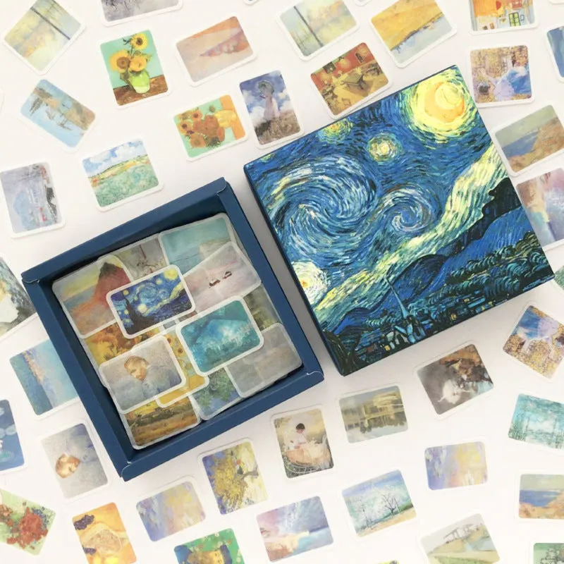 200-piece Japanese washi paper sticker box set with seven design themes for diary decoration