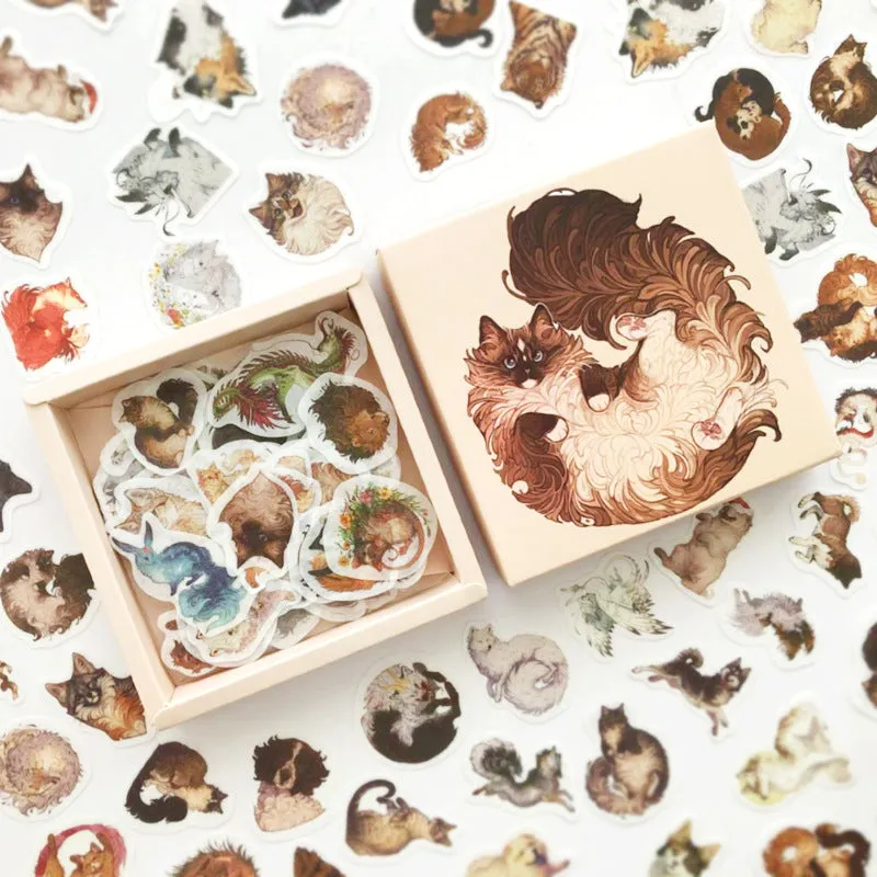 200-piece Japanese washi paper sticker box set with seven design themes for diary decoration
