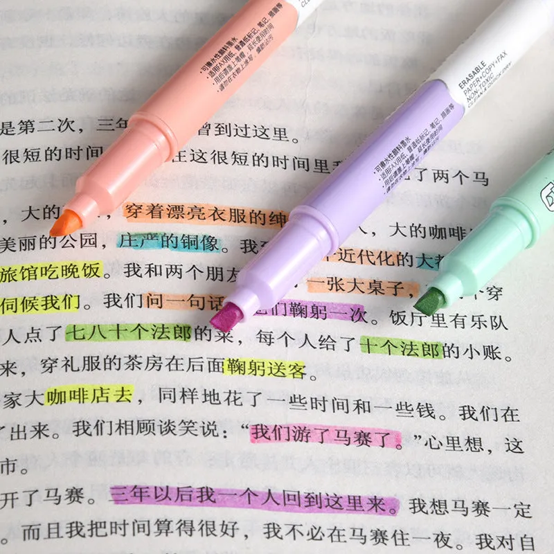 Set of six double-headed fluorescent graffiti marker pens with plastic shells in assorted colours