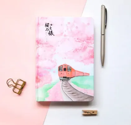 Muco Paper hardcover notebook with Sakura Flower Orbit AR pattern in four colour options