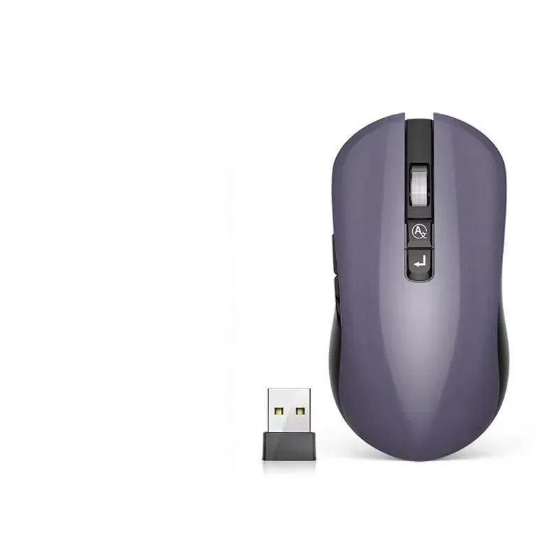 Black wireless gaming mouse with microphone grille, seven buttons, and a scroll wheel on a desk.