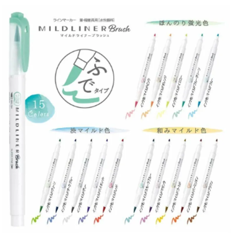 Double-sided highlighter pens showing soft tip and round tip ends with multiple colour variations