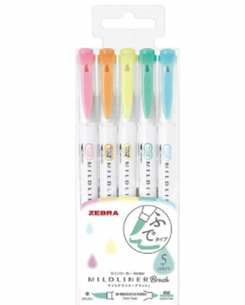 Double-sided highlighter pens showing soft tip and round tip ends with multiple colour variations