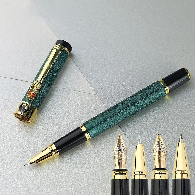 Metal fountain pen with choice of 0.38mm, 0.5mm, 1.0mm art, and ballpoint nibs in seven colours.