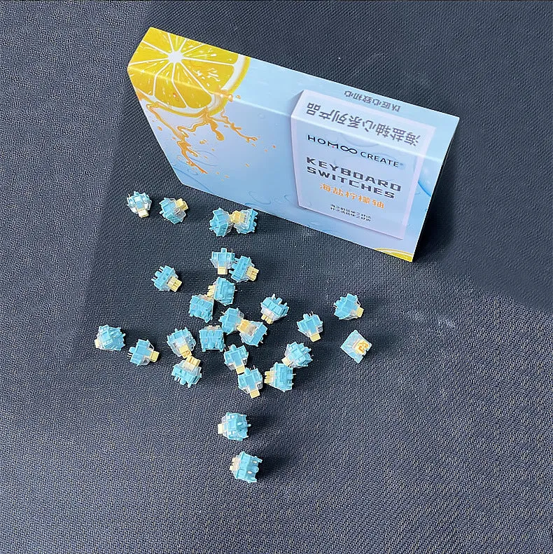 36 Sea Salt Lemon PRO silent tactile mechanical keyboard switches with MX-compatible 5-pin stems