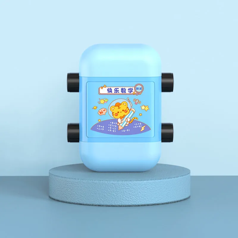 Children's educational maths practice seal set showing four colour options for arithmetic operations
