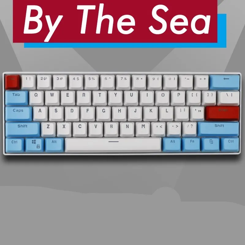 PBT transparent keycap set with OEM height profile and two-shot injection light-transmitting characters for 60% mechanical keyboards