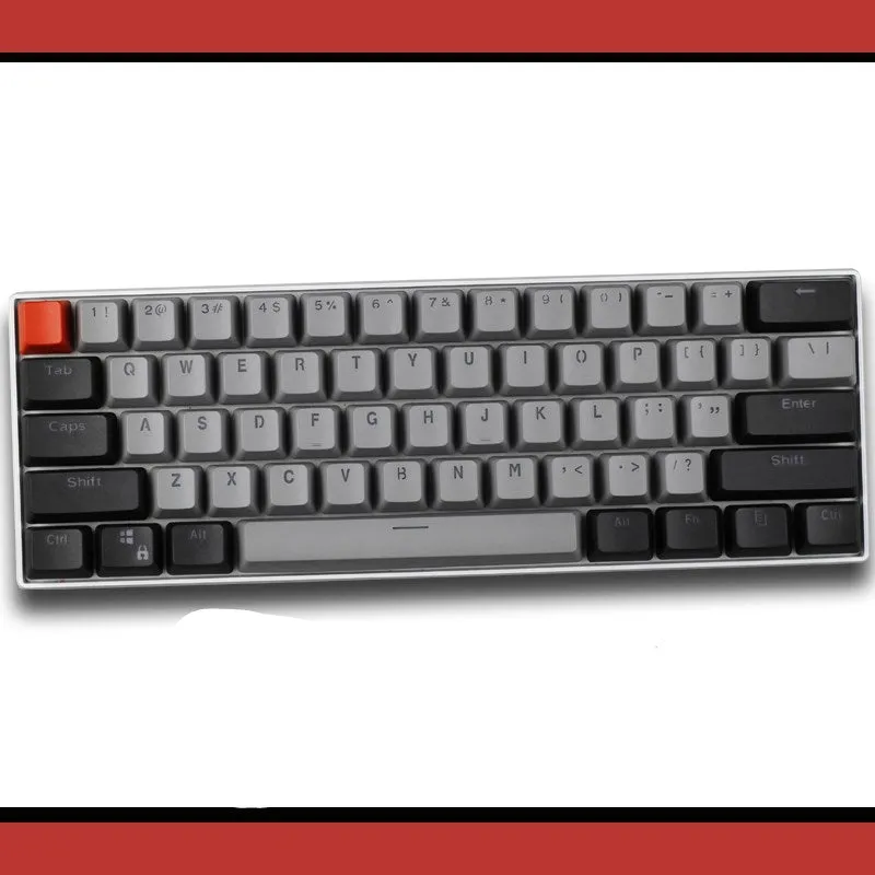 PBT transparent keycap set with OEM height profile and two-shot injection light-transmitting characters for 60% mechanical keyboards