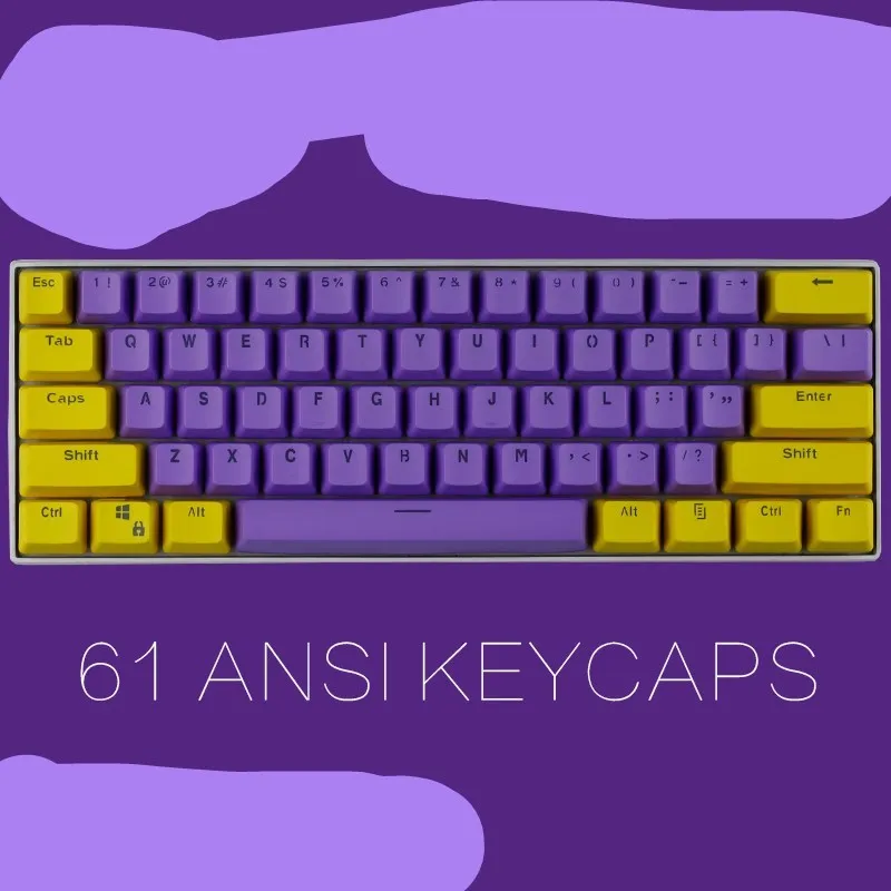 PBT transparent keycap set with OEM height profile and two-shot injection light-transmitting characters for 60% mechanical keyboards
