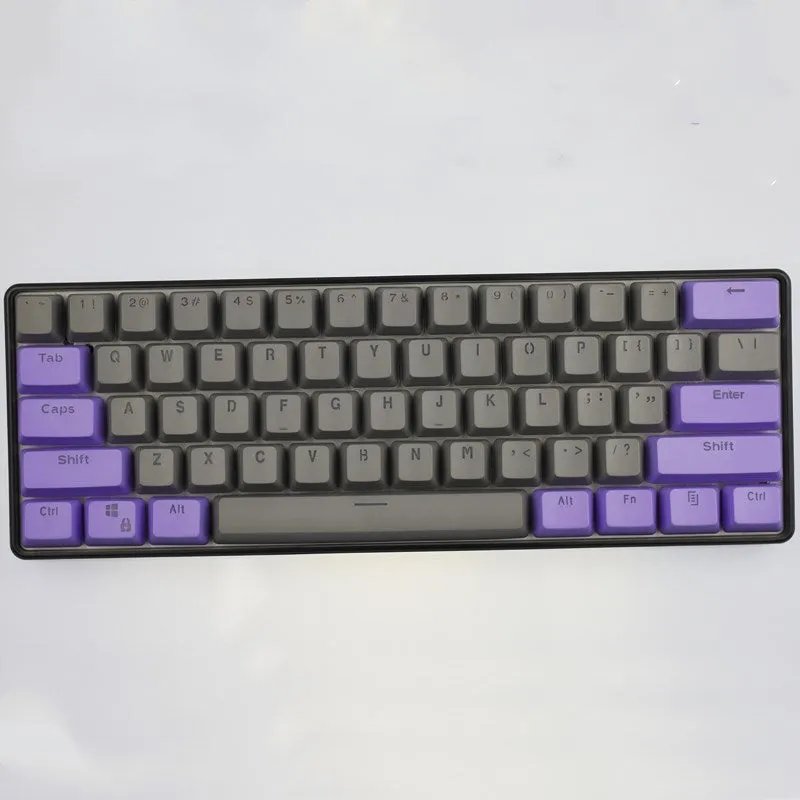 PBT transparent keycap set with OEM height profile and two-shot injection light-transmitting characters for 60% mechanical keyboards
