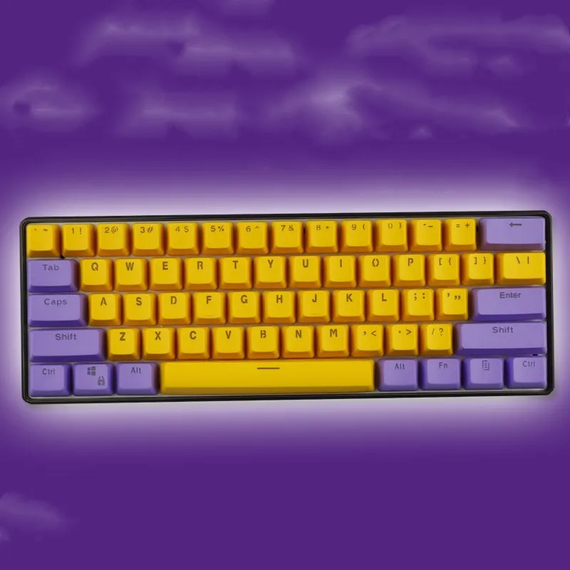 PBT transparent keycap set with OEM height profile and two-shot injection light-transmitting characters for 60% mechanical keyboards