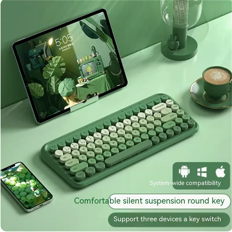 Wireless keyboard and mouse set with three connectivity modes and 84-key low-profile design
