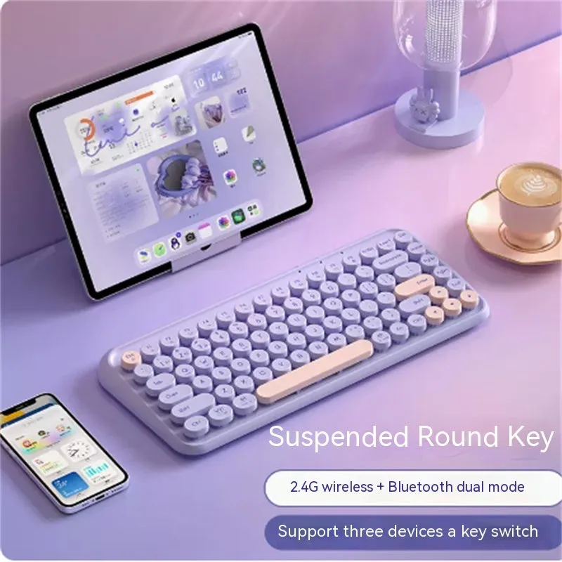 Wireless keyboard and mouse set with three connectivity modes and 84-key low-profile design