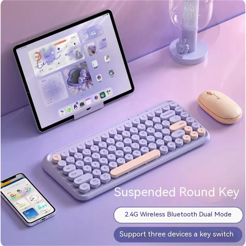 Wireless keyboard and mouse set with three connectivity modes and 84-key low-profile design