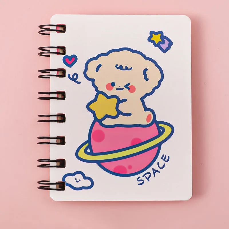 Astronaut series pocket flipper notebook showing 10.5cm x 8cm dimensions with choice of four cover designs