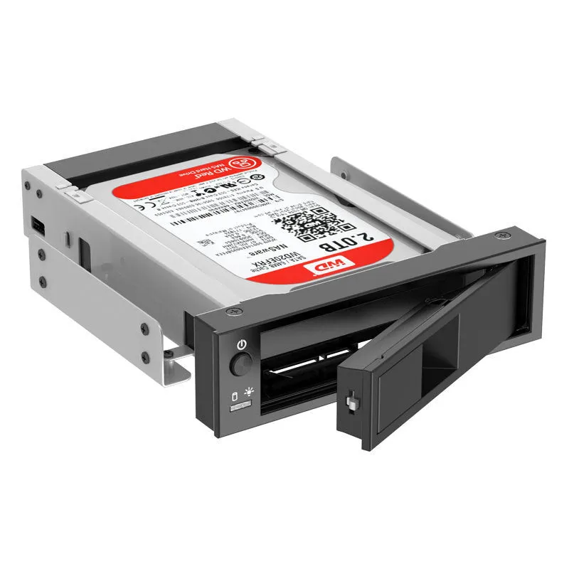 Black hard disk tray for desktop computer vertical chassis installation in CD-ROM bay