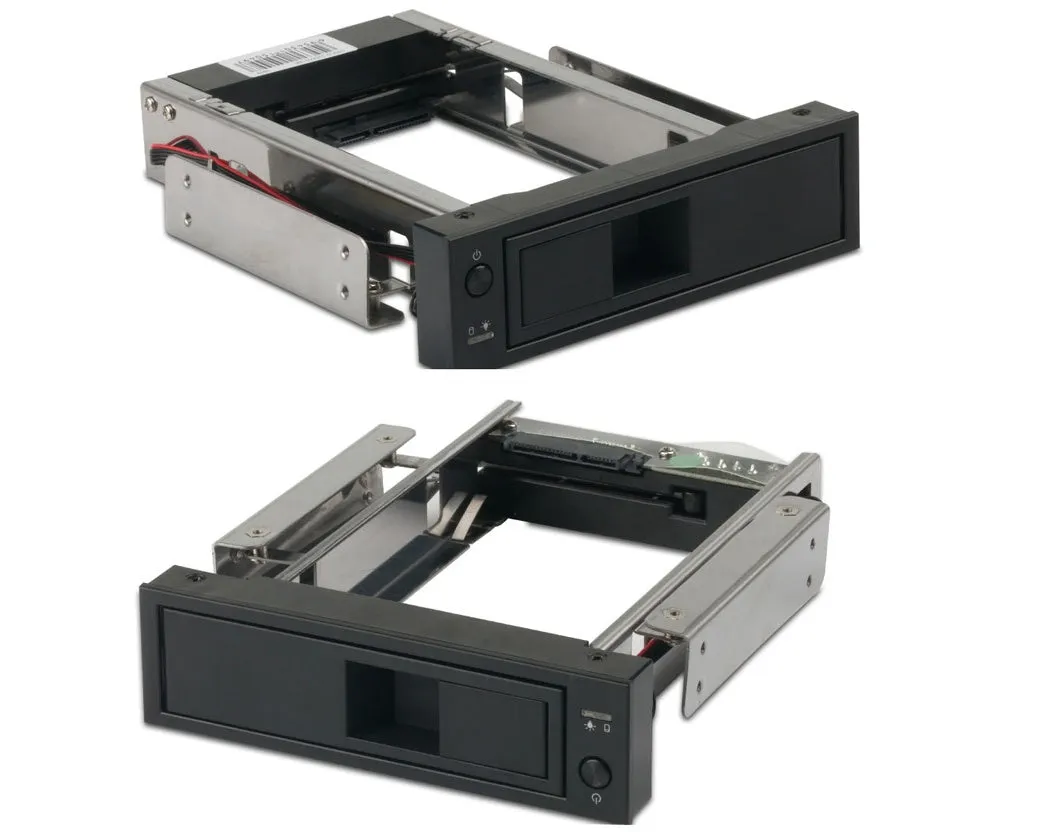 Black hard disk tray for desktop computer vertical chassis installation in CD-ROM bay