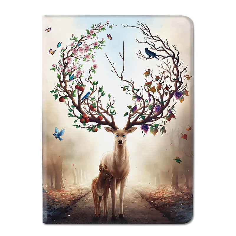 Cartoon design TPU leather iPad protection case in Elk colour for anti-fall tablet safeguarding
