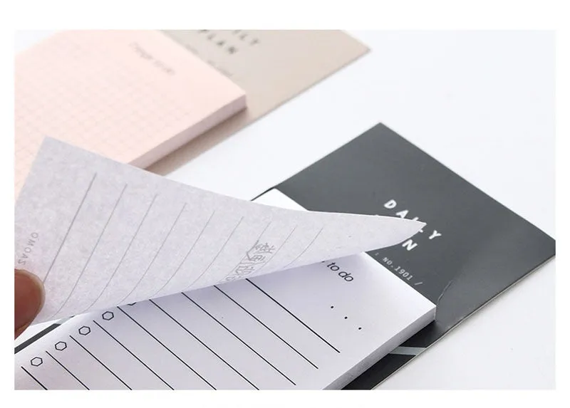 Schedule planning notes notebook with 50 sheets in pink or red colours showing 10x6cm format