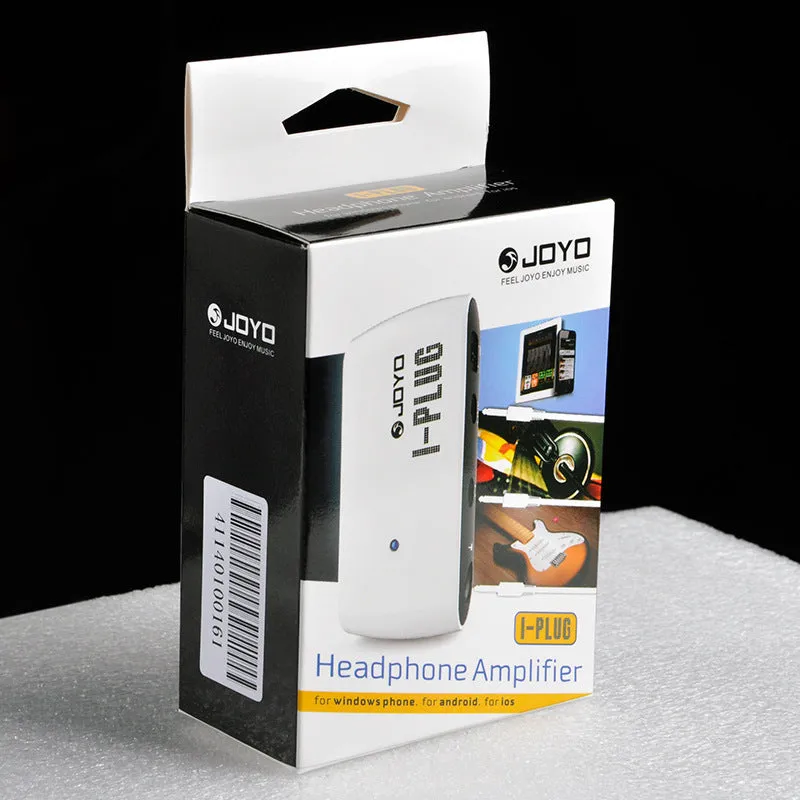 White metal distortion headphone amplifier with I PLUG design for electric guitar practice