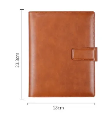 A5 leather buckle notebook with 6-hole clip in multiple colours showing hard cover and closure