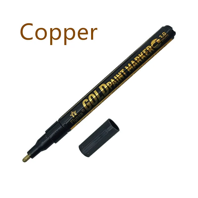 Flysea 3.0mm chrome metal marker pen with reflective paint for writing on multiple surfaces.
