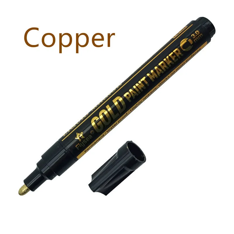 Flysea 3.0mm chrome metal marker pen with reflective paint for writing on multiple surfaces.