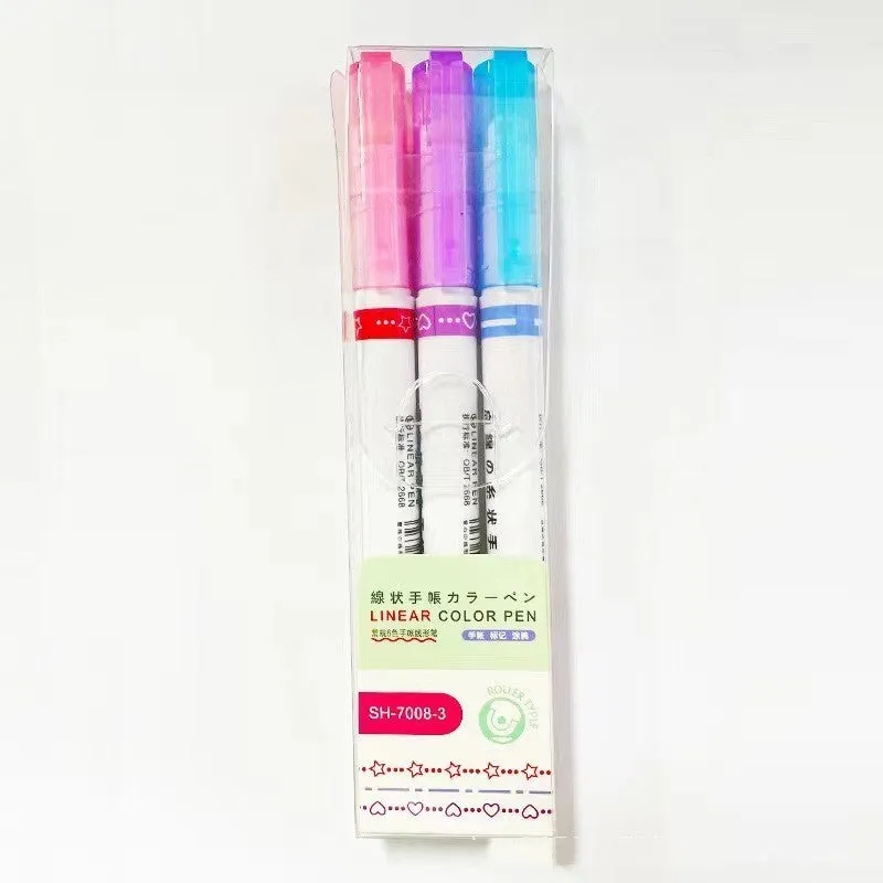 Plastic case containing a set of creative curve roller pens for outline drawing and journaling.