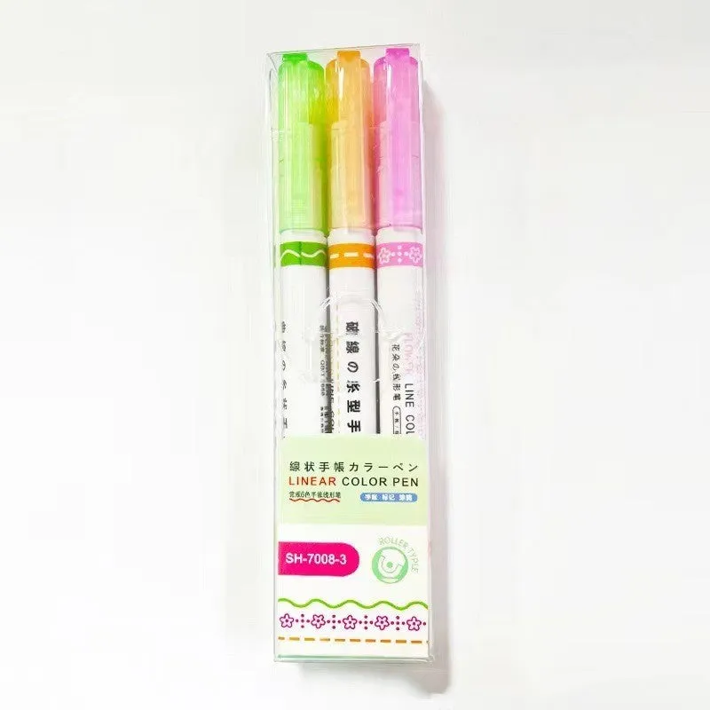 Plastic case containing a set of creative curve roller pens for outline drawing and journaling.