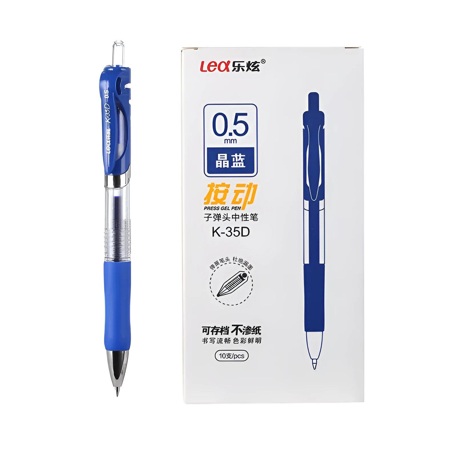 K-35D gel pen with rubber grip and 0.5mm tip in four colour options
