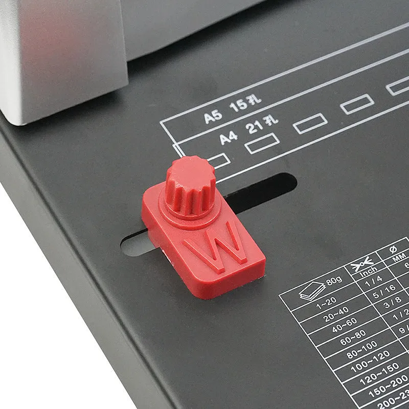 White manual A4 comb binding machine with 21-hole punching capacity