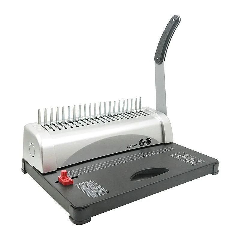 White manual A4 comb binding machine with 21-hole punching capacity