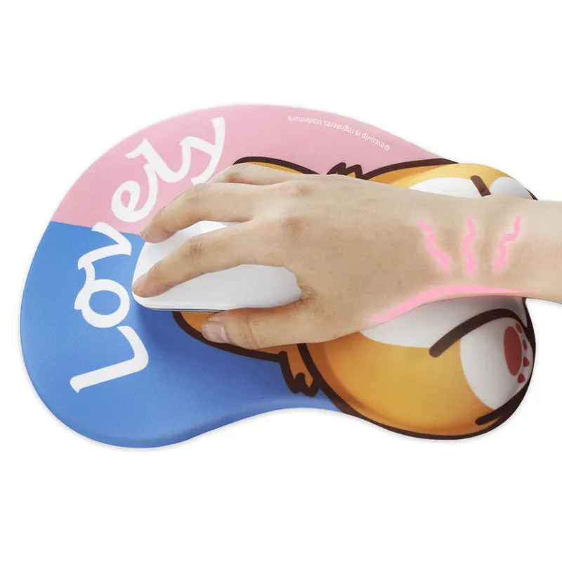 Gaming anime silicone wrist pad with corgi design, non-slip rubber base, 295x200x25mm