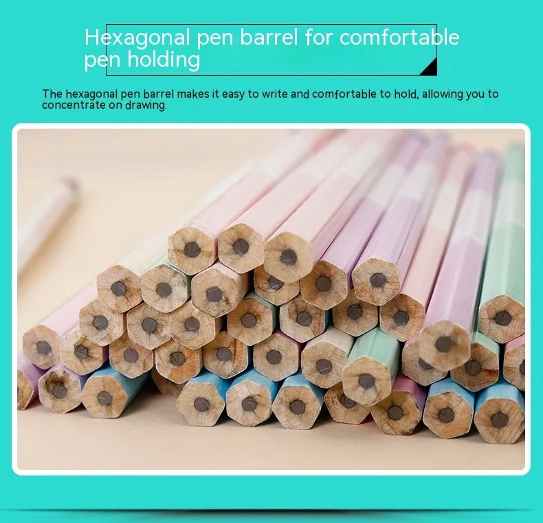 Wooden barrel containing 50 basswood thermal transfer pencils with six-angle design