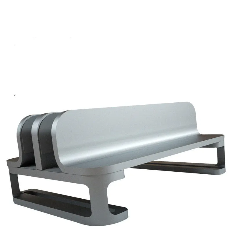 Aluminium alloy vertical stand holding a MacBook laptop upright