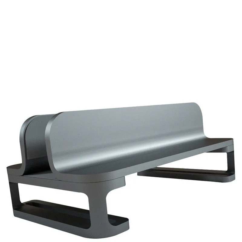 Aluminium alloy vertical stand holding a MacBook laptop upright