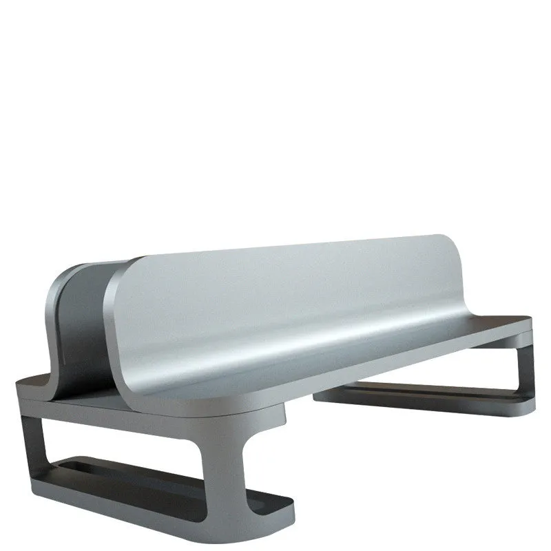 Aluminium alloy vertical stand holding a MacBook laptop upright
