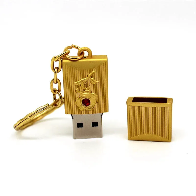 Jewellery USB flash drive with crystal decoration and metal casing in gold colour