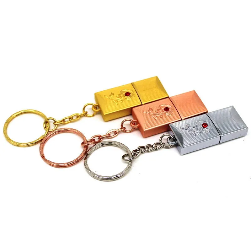 Jewellery USB flash drive with crystal decoration and metal casing in gold colour