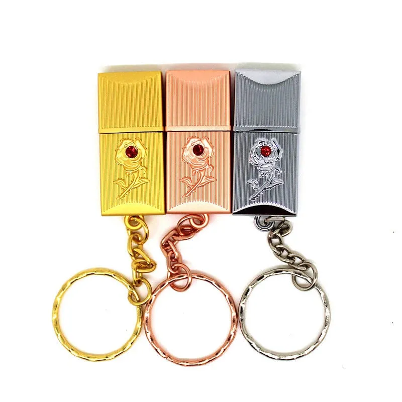 Jewellery USB flash drive with crystal decoration and metal casing in gold colour