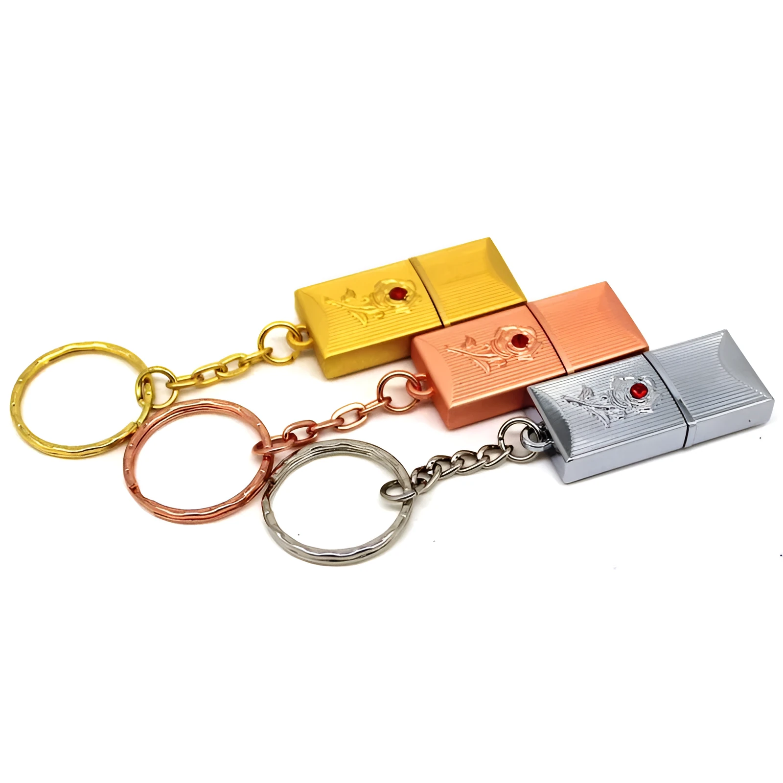 Jewellery USB flash drive with crystal decoration and metal casing in gold colour